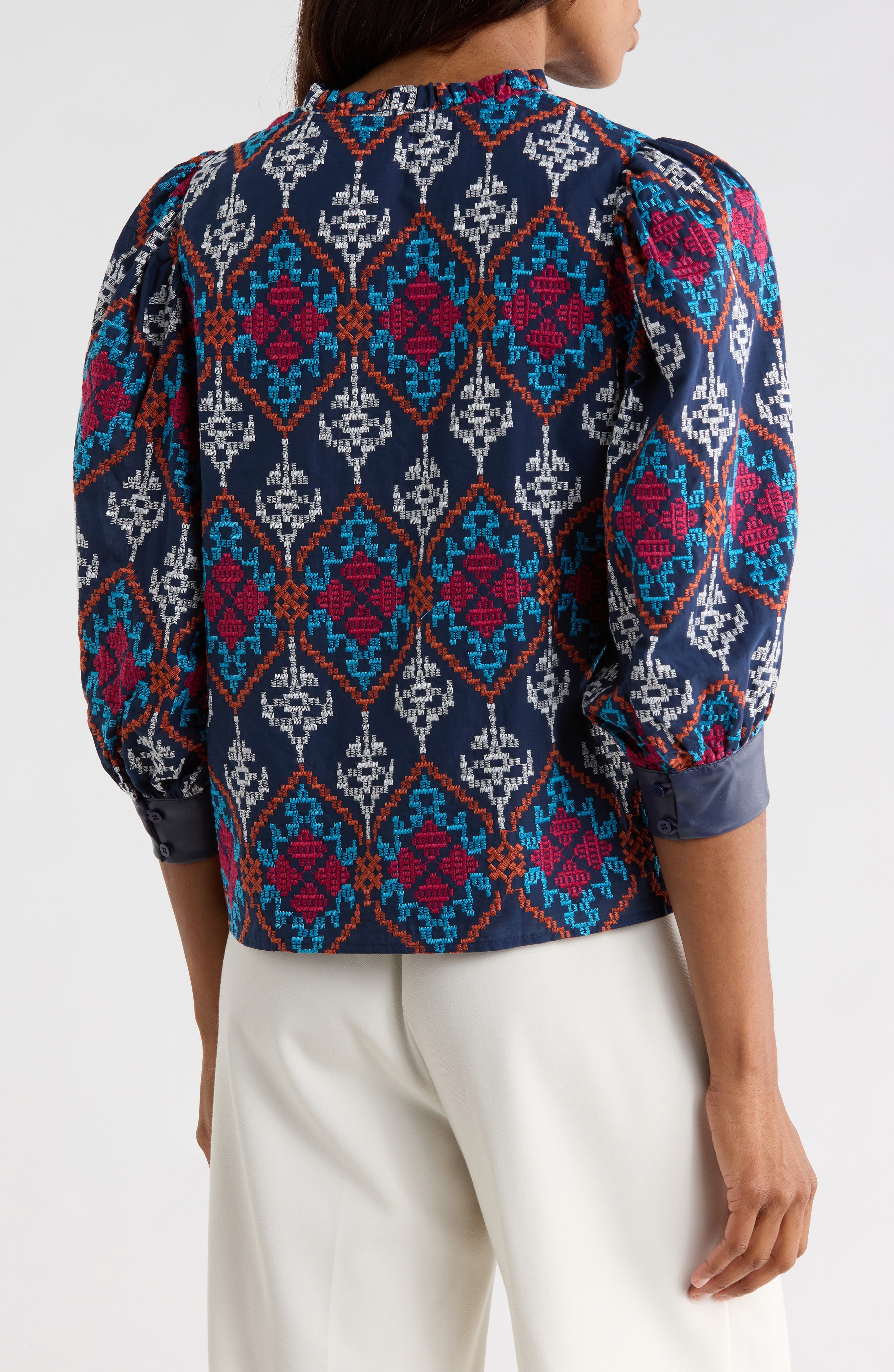 Celeste Embroidered Cotton Popover Top - image 2