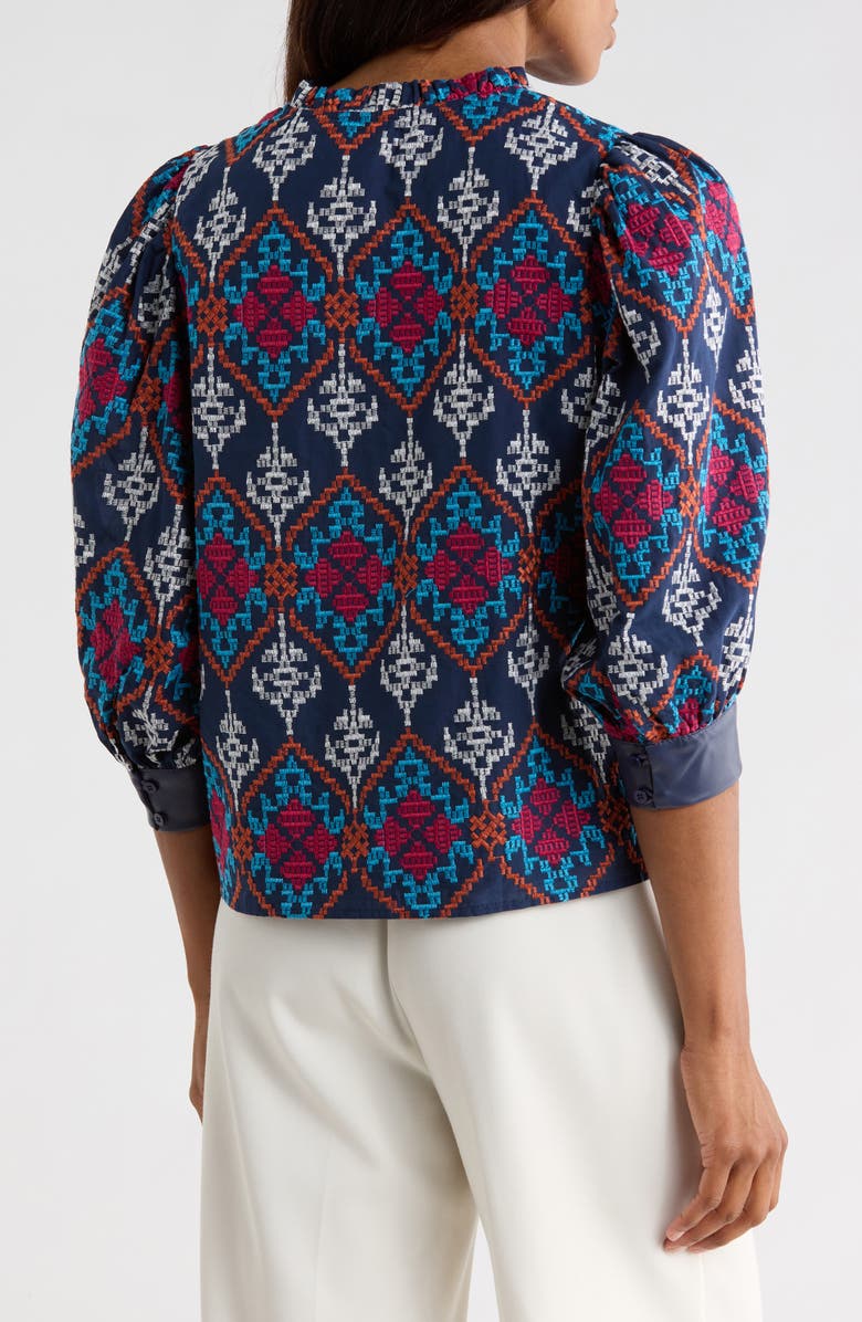 CIEBON Celeste Embroidered Cotton Popover Top, Alternate, color, Navy Multi