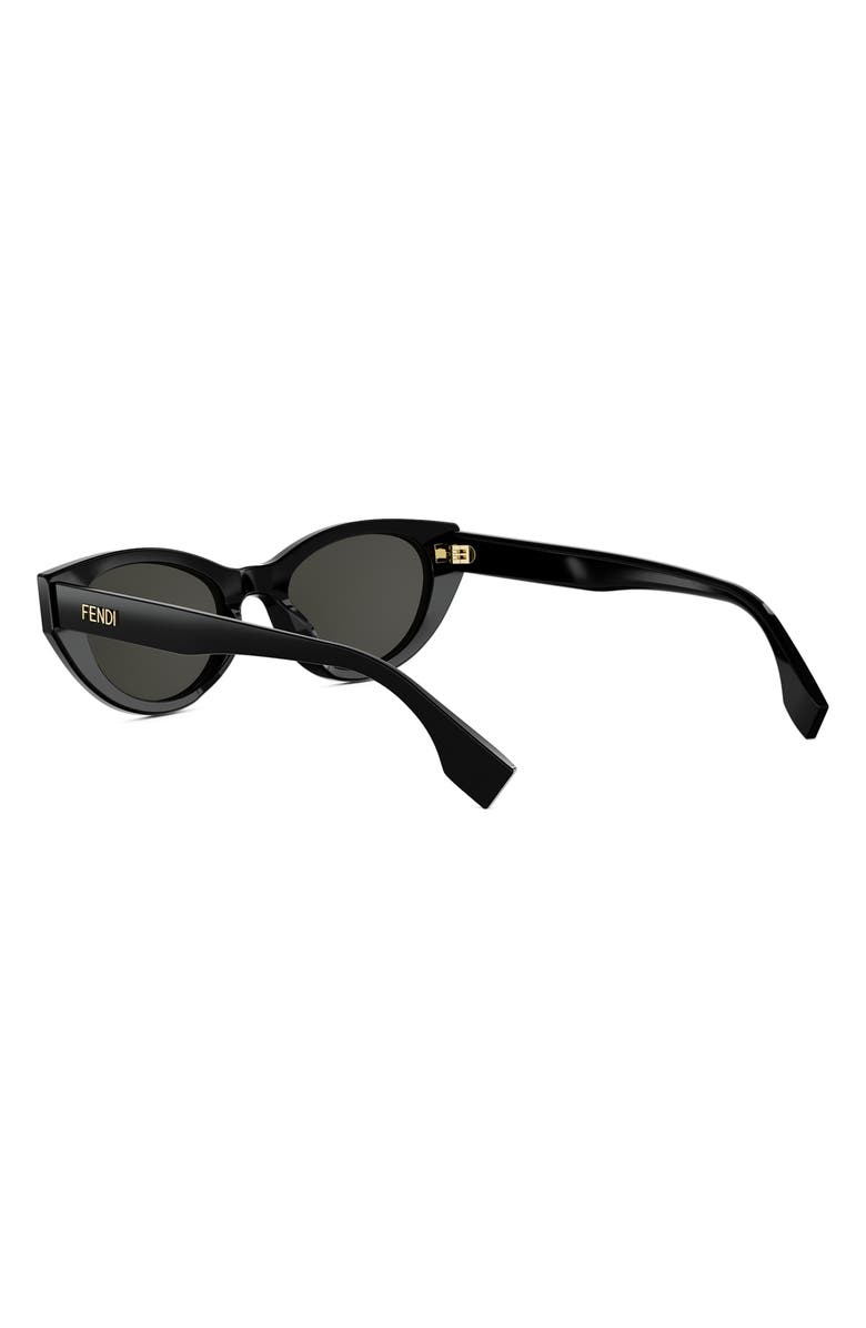 Fendi Lettering 51mm Oval Sunglasses, Alternate, color, Shiny Black / Smoke
