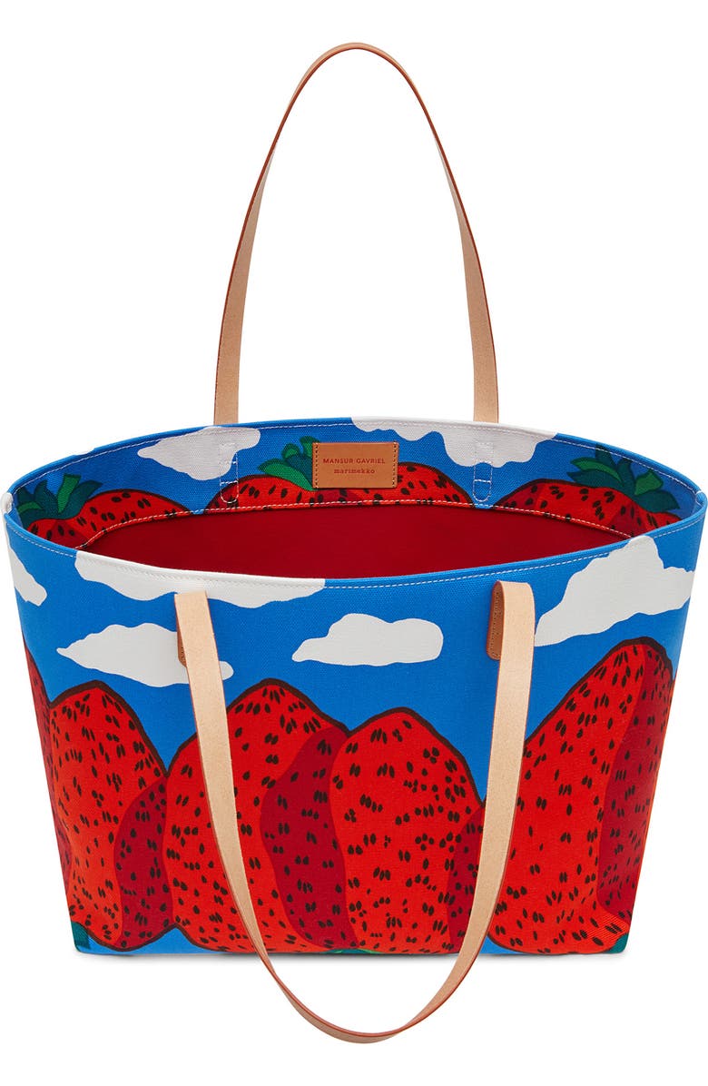 Mansur Gavriel x Marimekko Large Mansikkavuoret Print Canvas Tote, Alternate, color,