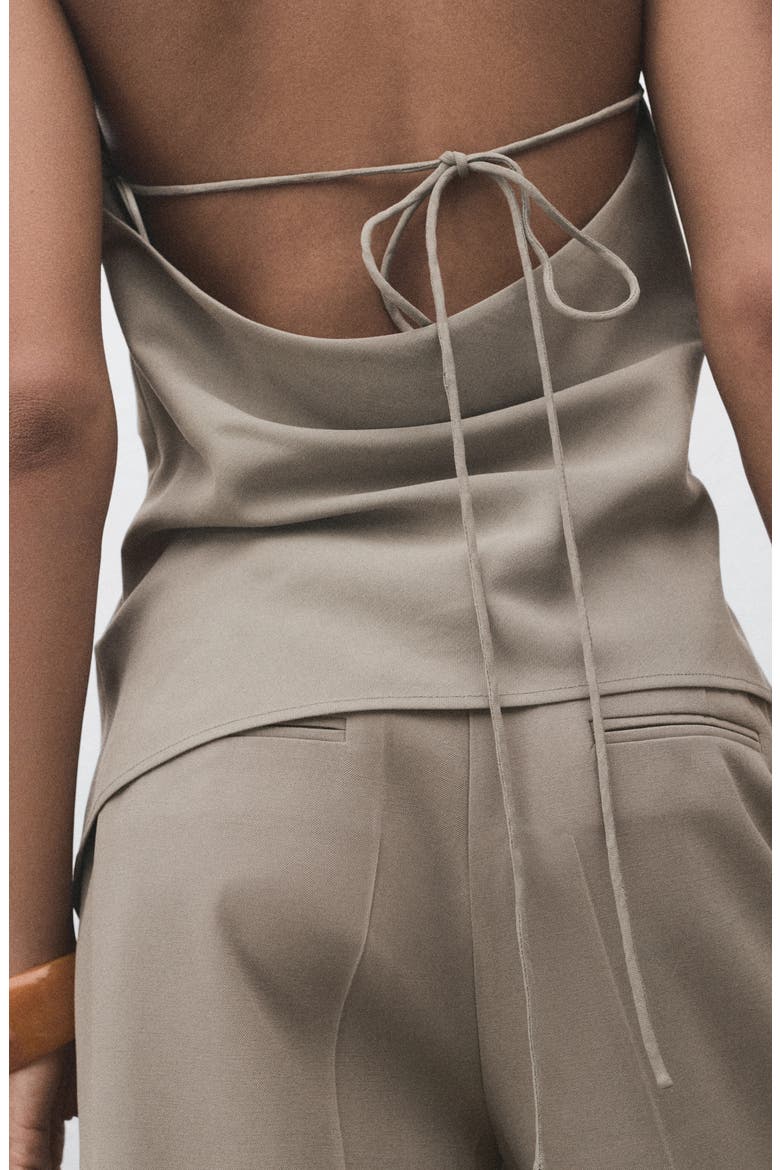 Asymmetric Open Back Halter Top, Alternate, color, GREY