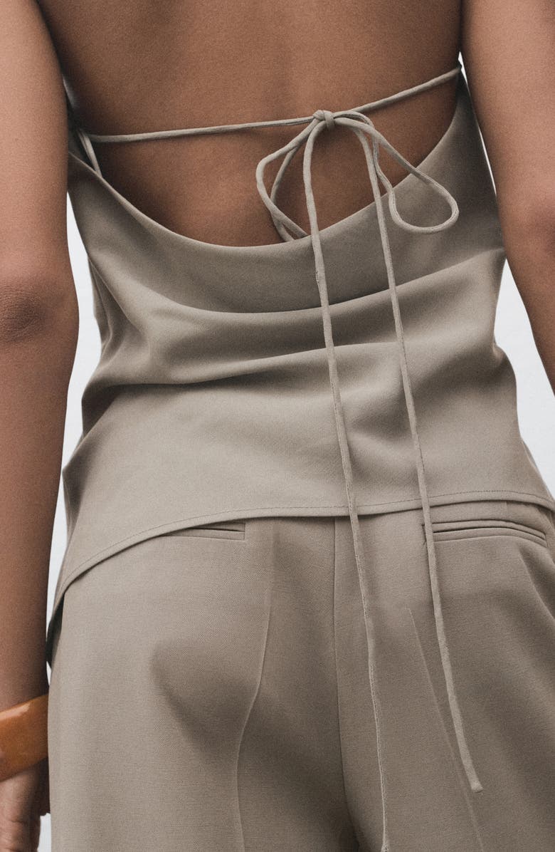 MANGO Asymmetric Open Back Halter Top, Alternate, color, Grey