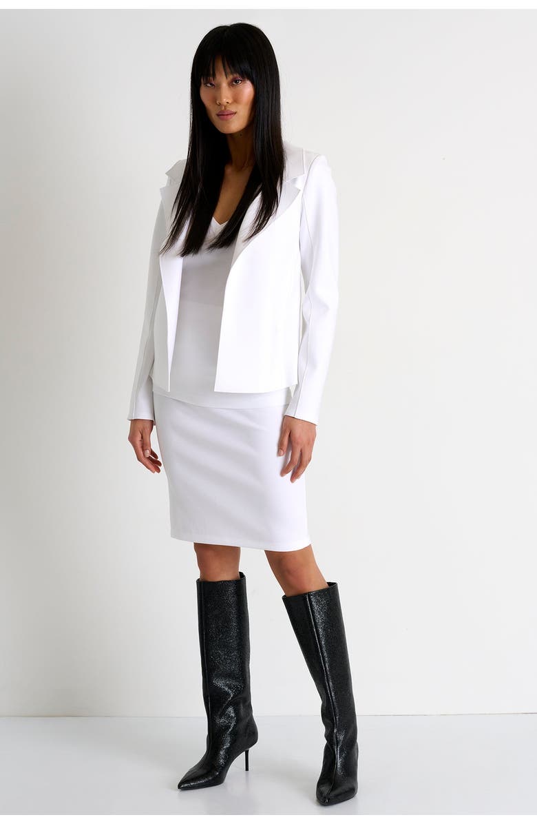 SHAN Classic Fitted Short Blazer, Alternate, color, White