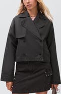 MANGO TEEN Short Wax Cotton Blend Trench Coat