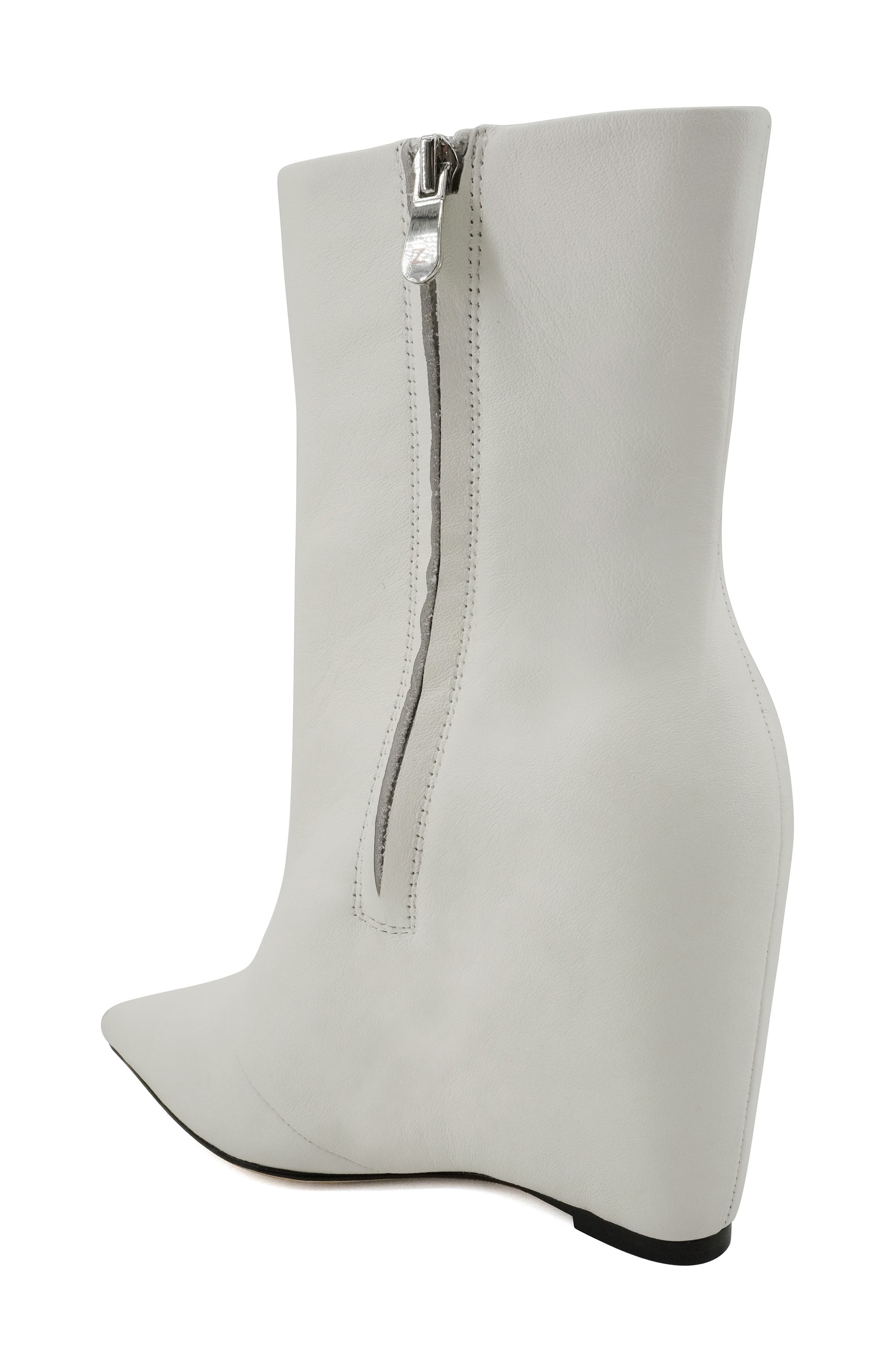 Germany Pointed Toe Wedge Bootie, Alternate, color, WHITE LEATHER