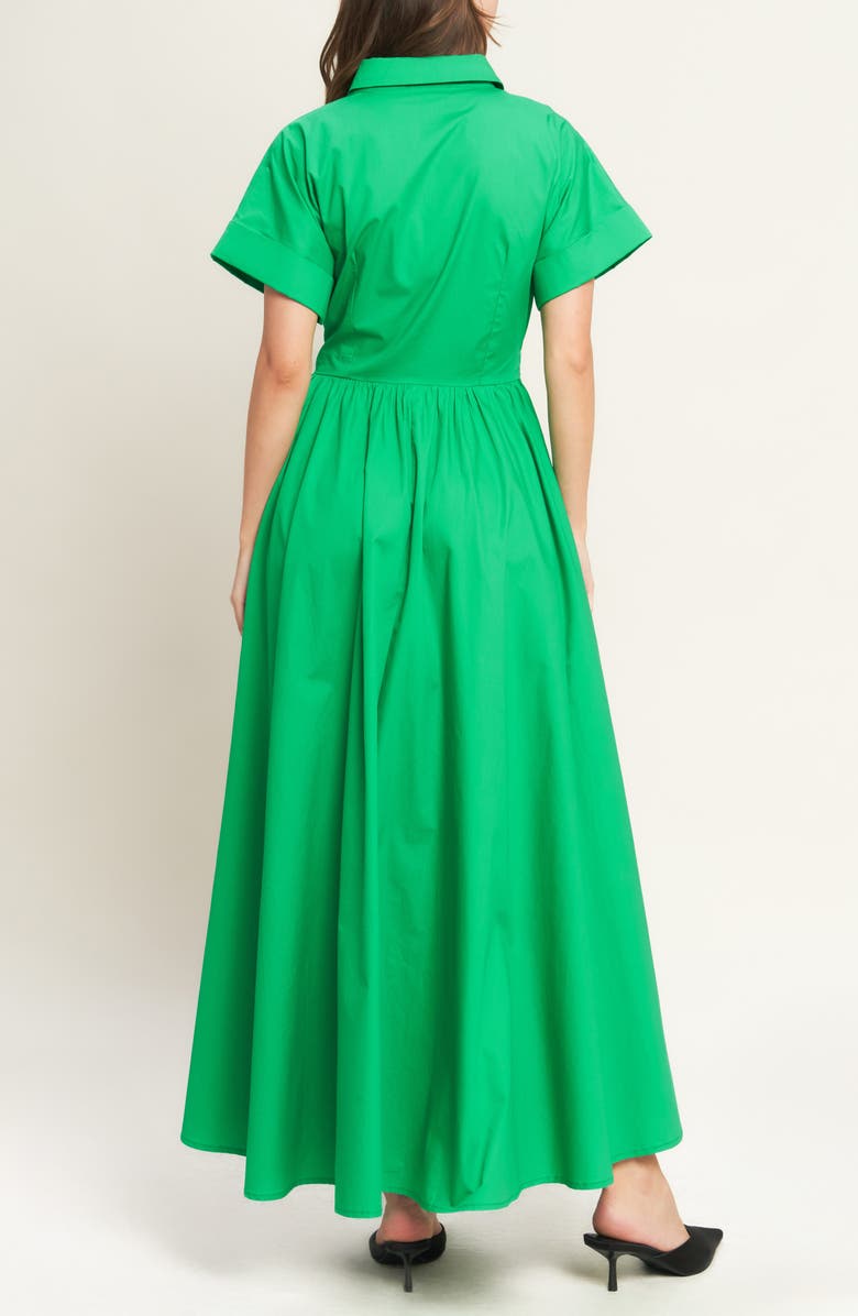 FLYING TOMATO Short Sleeve Maxi Shirtdress, Alternate, color, Green