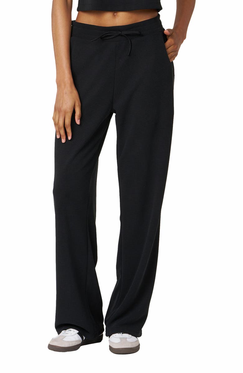 Rebody Active Retreat Waffle Wide Leg Pant 30", Alternate, color, Black