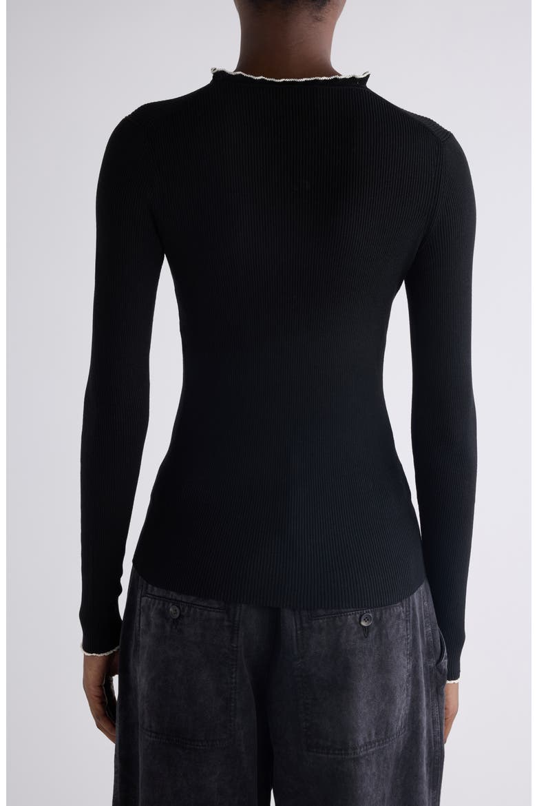 Izae Silk & Cotton Rib Cardigan, Alternate, color, BLACK