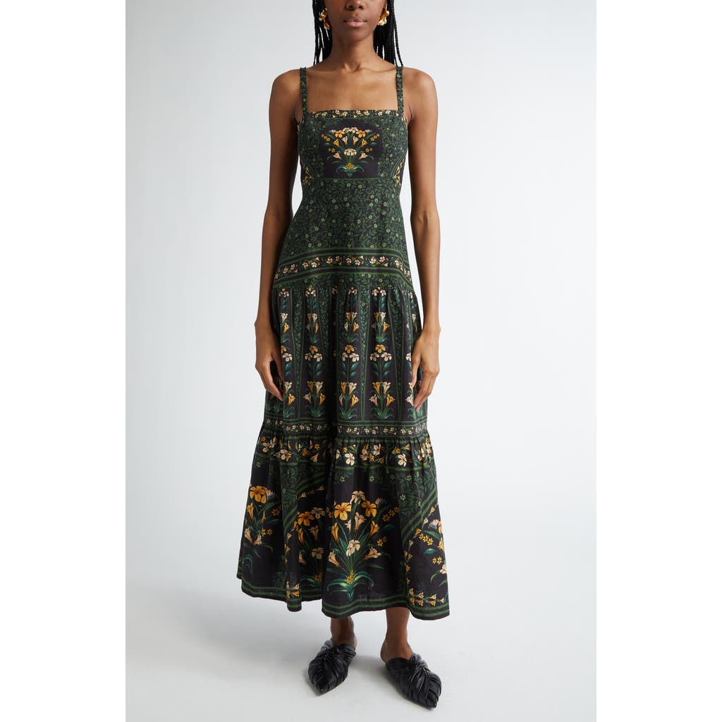 Shop Farm Rio Flowers Arch Back Sleeveless Maxi Sundress In Flowers Arch Black