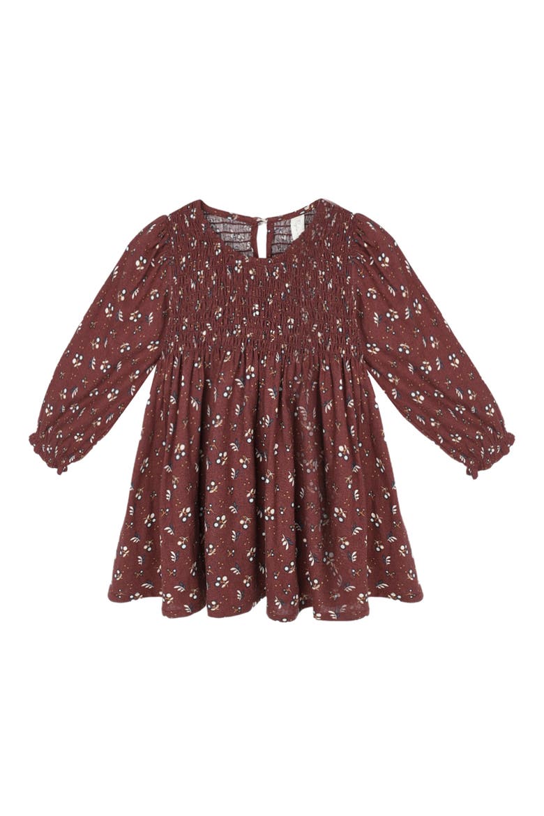 Capri Harvest Berry Smocked Dress, Main, color, BURGUNDY