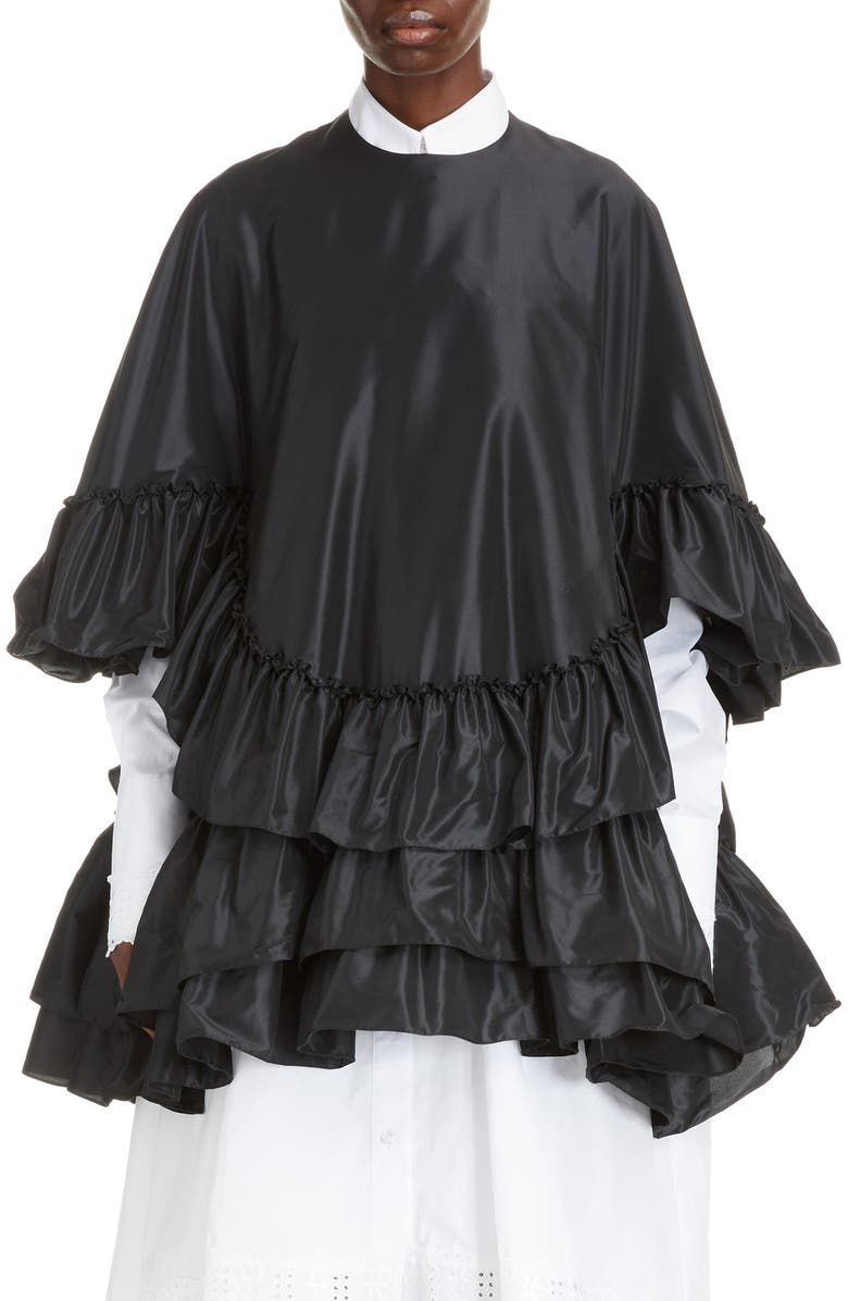Simone Rocha Tiered Ruffle Taffeta Top, Main, color,
