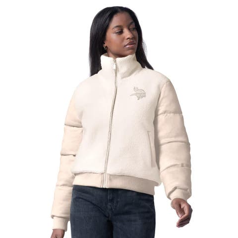 Women's G-III 4Her by Carl Banks  Cream Minnesota Vikings Cheerleader Sherpa Full-Zip Jacket