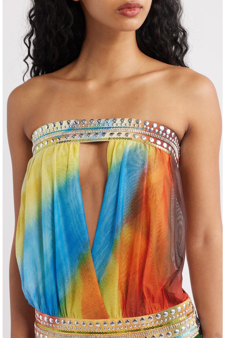 Jewel Band Sleeveless Maxi Dress, Alternate, color, BLUE MULTI