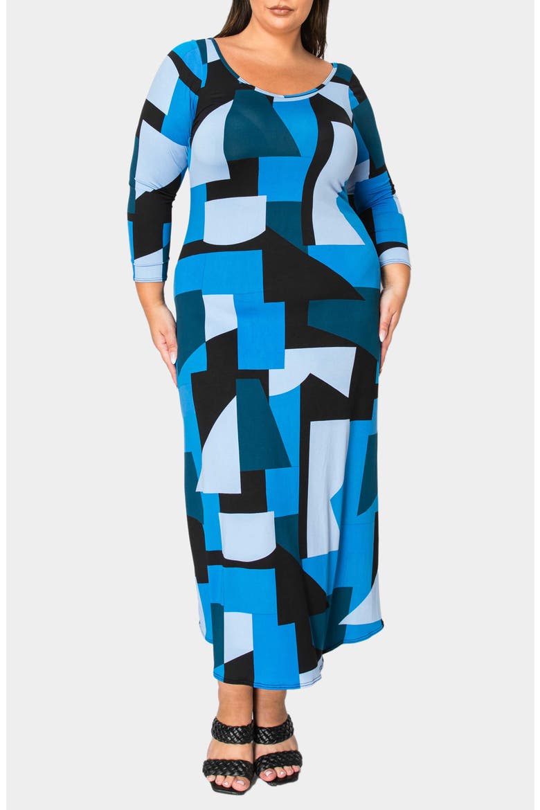 Ozean Azul Long Sleeve Maxi Dress, Main, color, BLUE