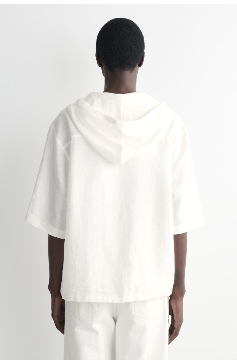 COS Drawstring Hooded Linen Popover Shirt, Alternate, color, White