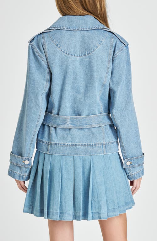 Wayf Harper Denim Trench Coat In Vintage Blue