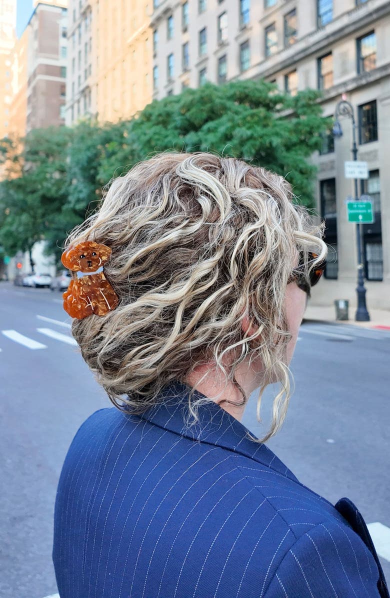 Solar Eclipse Doodle Puppy Claw Clip, Alternate, color, Brown