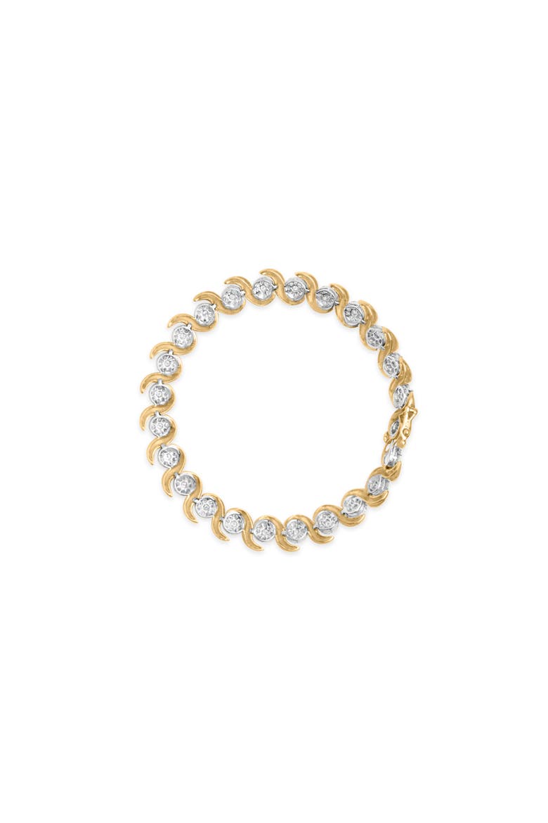 10K Yellow Gold 4.00 Cttw Round-Cut Diamond Floral Link 7.5" Bracelet, Alternate, color, Yellow