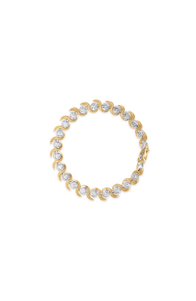 Haus of Brilliance 10K Yellow Gold 4.00 Cttw Round-Cut Diamond Floral Link 7.5" Bracelet, Alternate, color, Yellow