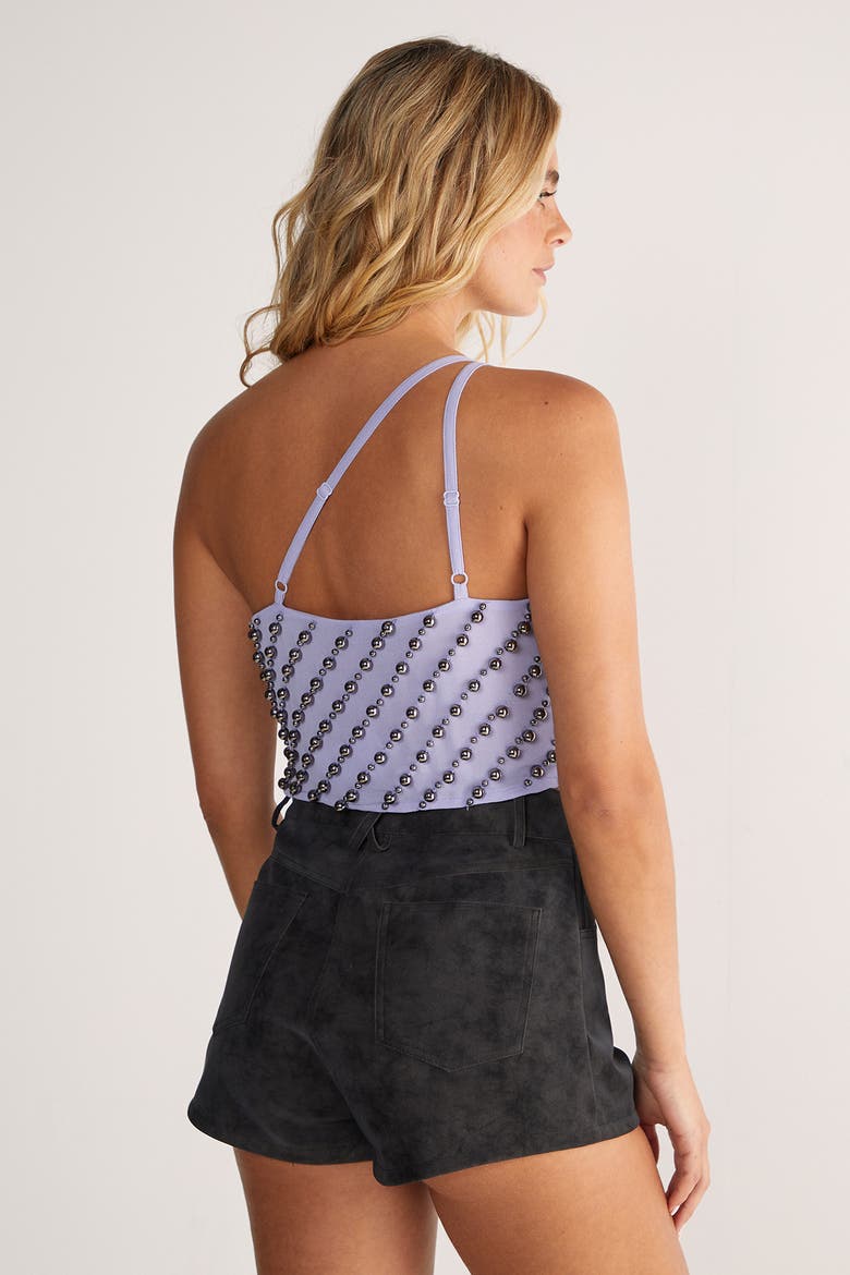 Studded Asymmetric One Shoulder Top, Alternate, color, Lilac