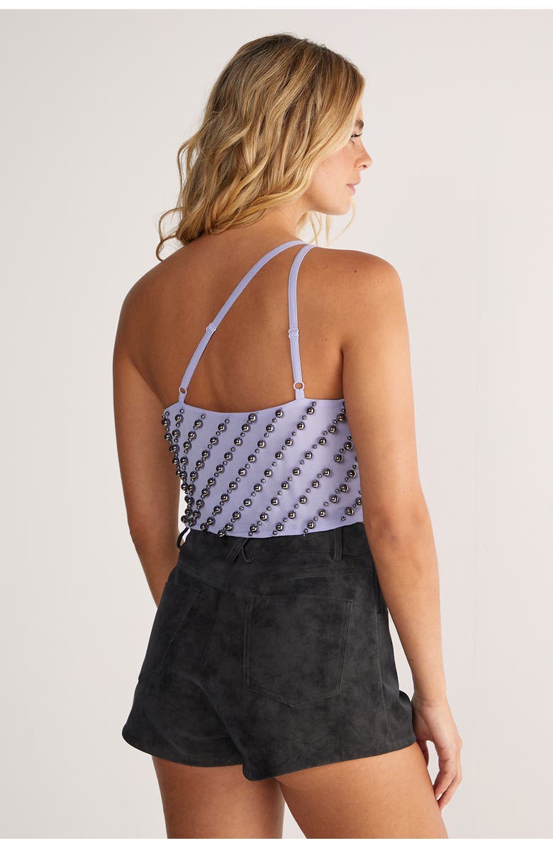 NASTY GAL Studded Asymmetric One Shoulder Top, Alternate, color, Lilac