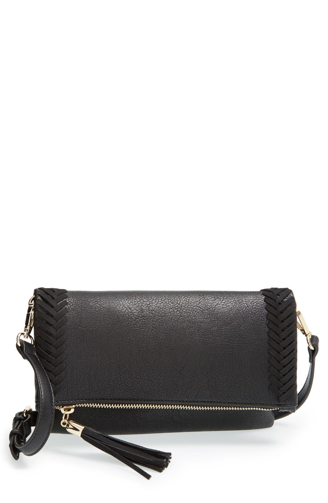 Sole Society 'Sydnee' Faux Leather Foldover Clutch, Main, color, 