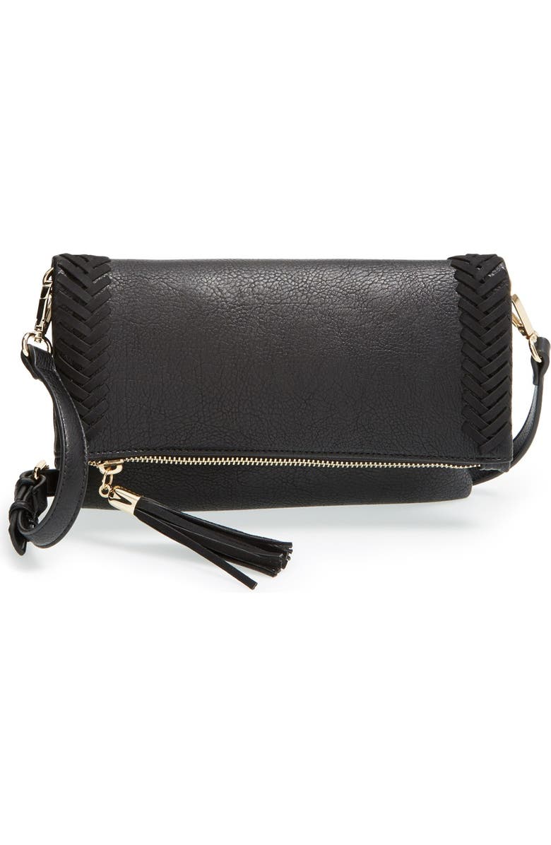 Sole Society 'Sydnee' Faux Leather Foldover Clutch, Main, color,