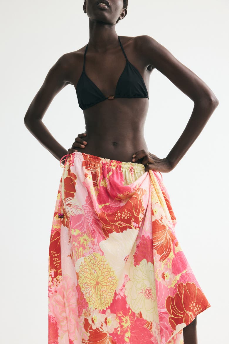 Drawstring Skirt, Alternate, color, Pink/floral