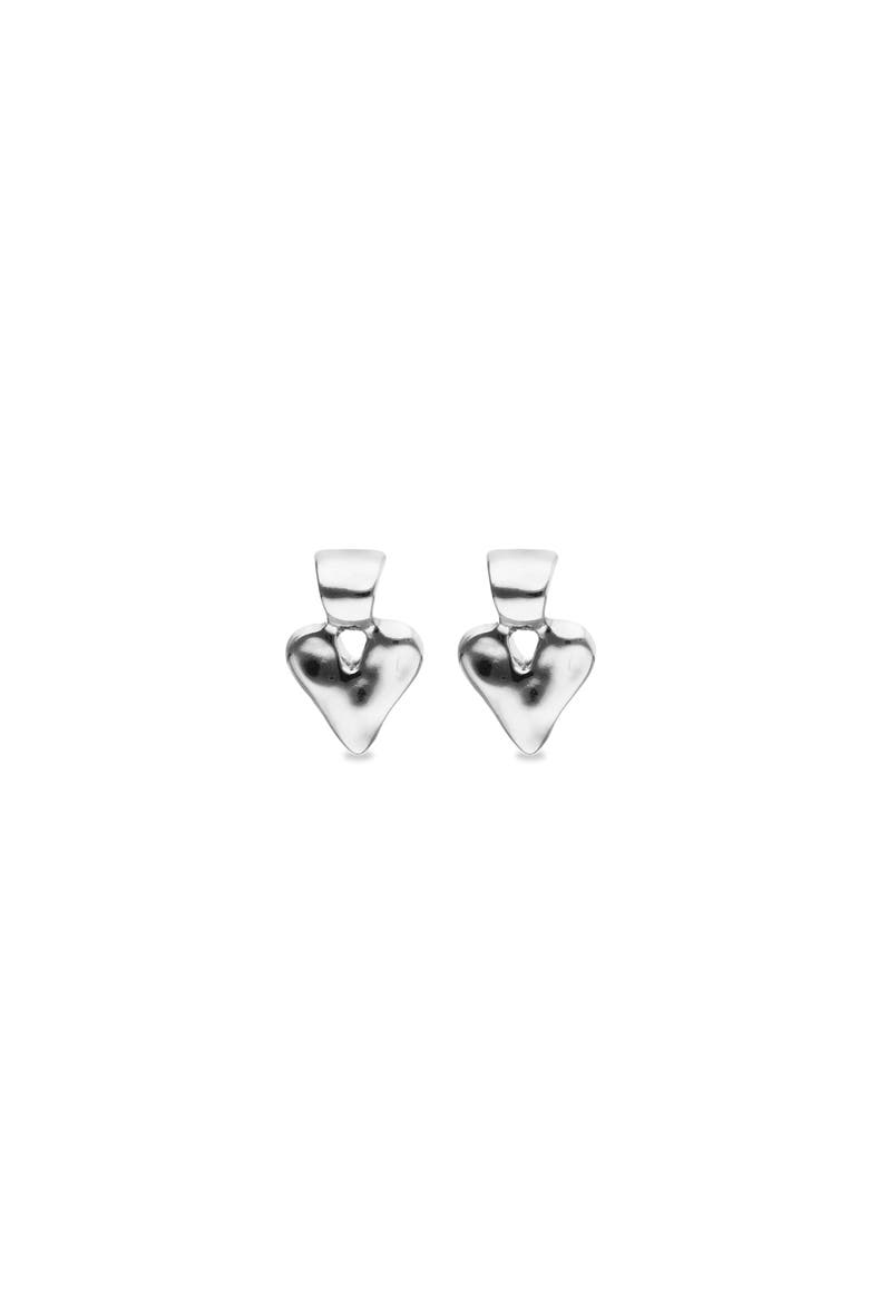 Sterling Silver Plated Heart Earrings, Alternate, color, Silver