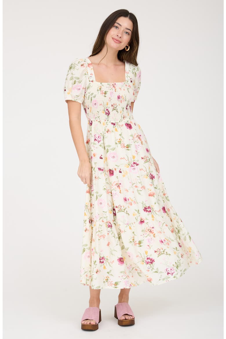 Smocked Midi Dress, Alternate, color, IVORY