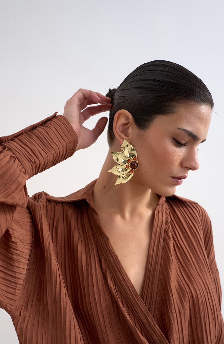 Topshop Long Sleeve Rib Shirtdress, Alternate, color, Rust