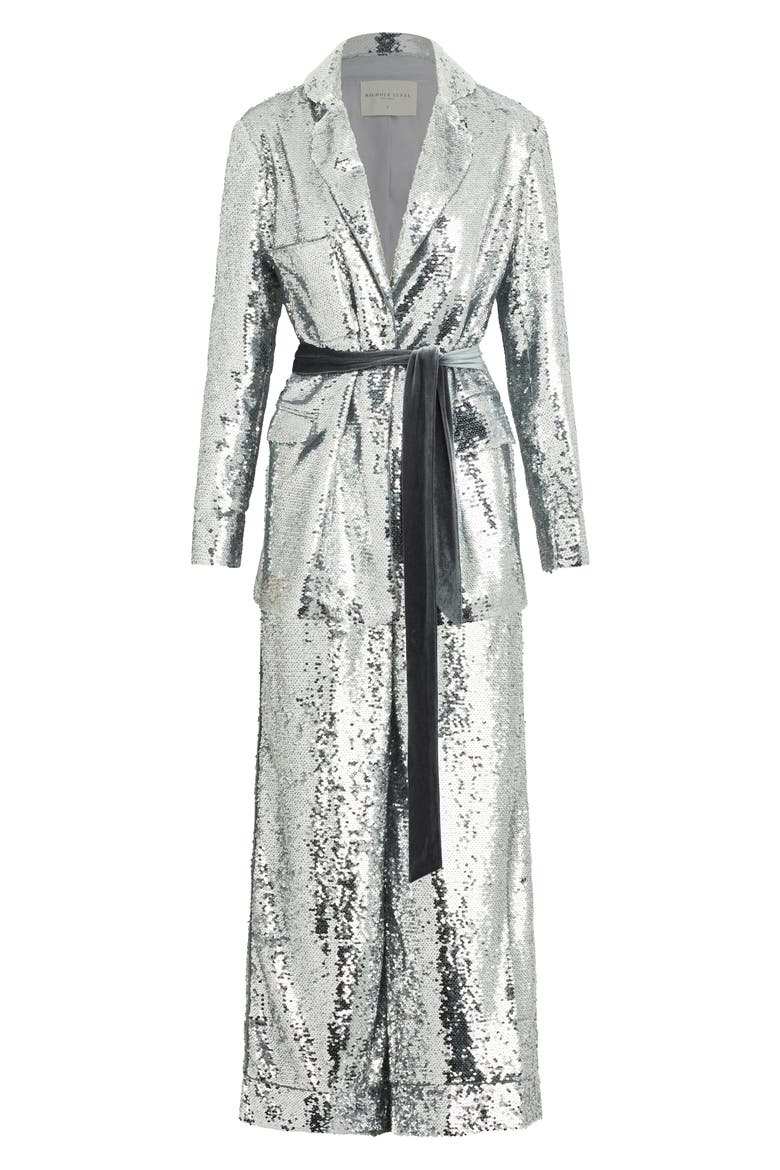Sequin Jacket & Pants Set, Alternate, color, SILVER