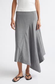 ST. AGNI Asymmetric Wool Midi Skirt