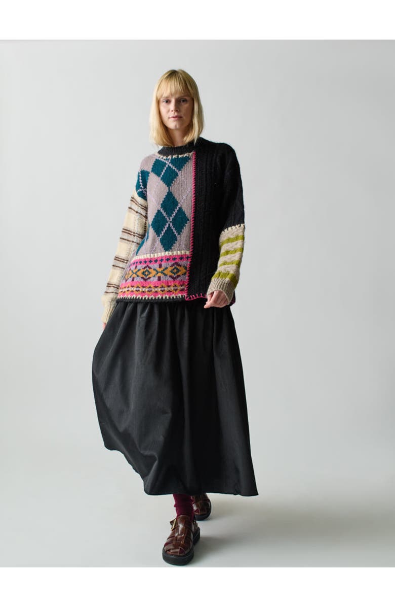 Lingua Franca Hutton Patchwork Crewneck, Alternate, color, 