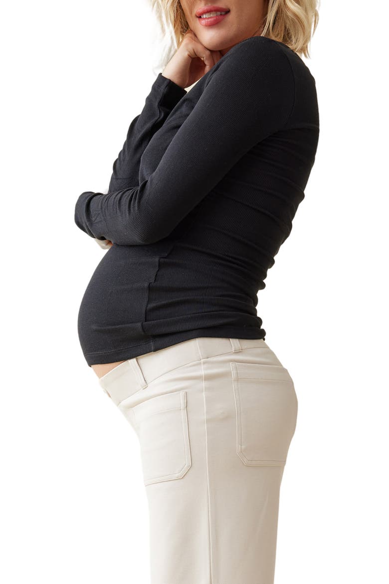 Ingrid & Isabel® Ribbed Maternity/Nursing Henley Tee, Alternate, color, BLACK