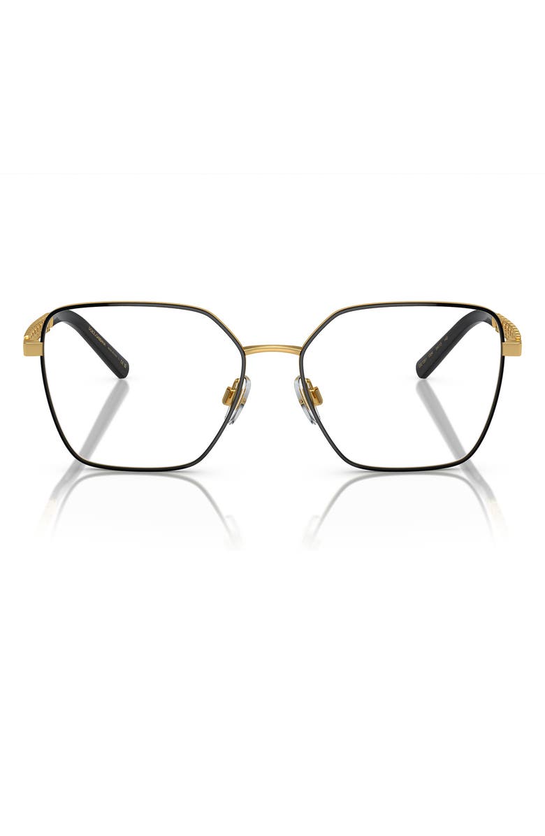Dolce&Gabbana 54mm Square Optical Glasses, Main, color, Gold/ Black / Demo Lens