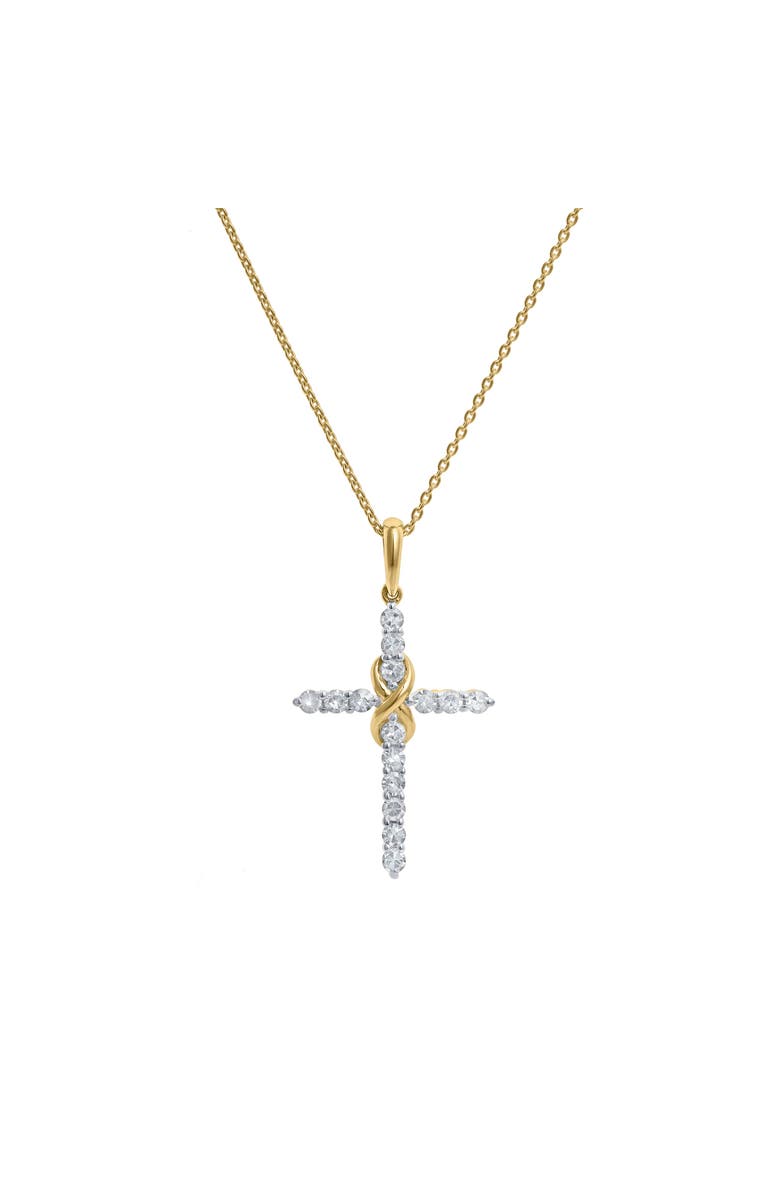 LuvMyJewelry Trinita 14K Gold Diamond Cross Pendant - 0.18 ct, Main, color, 