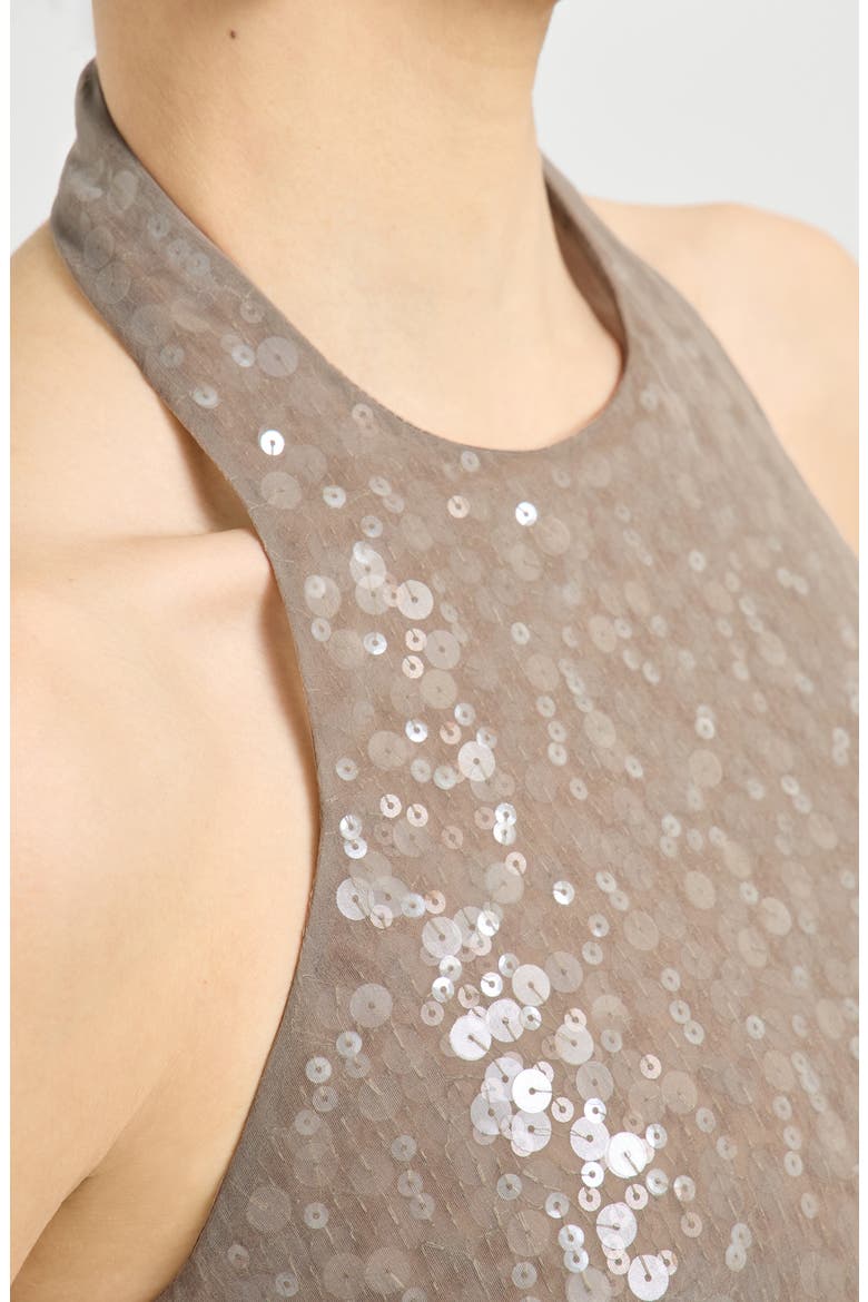 Dazzling embroidery halterneck dress, Alternate, color, Rope