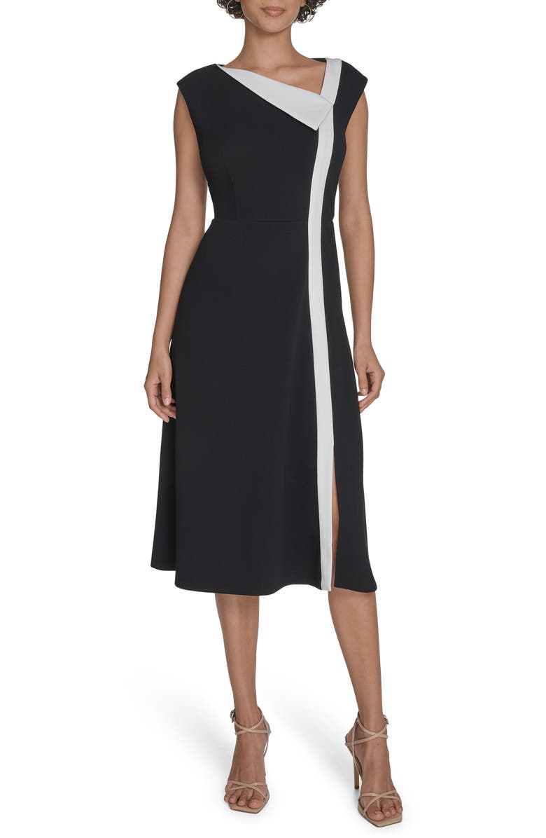 Calvin Klein Colorblock Sleeveless Fit & Flare Midi Dress, Main, color, 