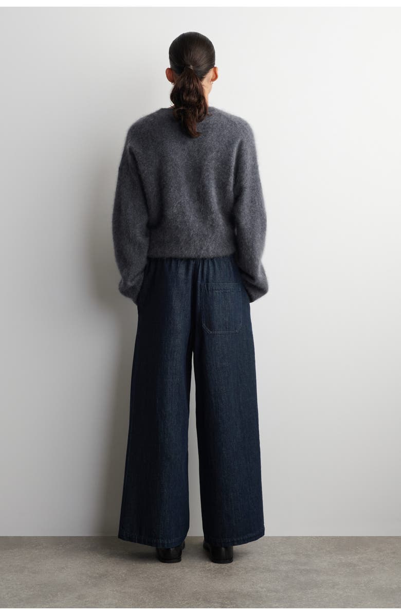 COS Cropped Denim Wide-Leg Pants, Alternate, color, Dark Blue