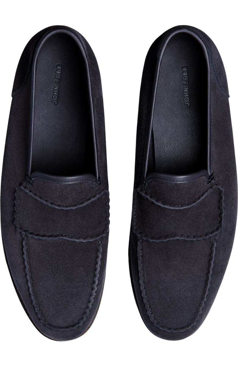 John Lobb Bath Suede Loafer, Alternate, color, Navy