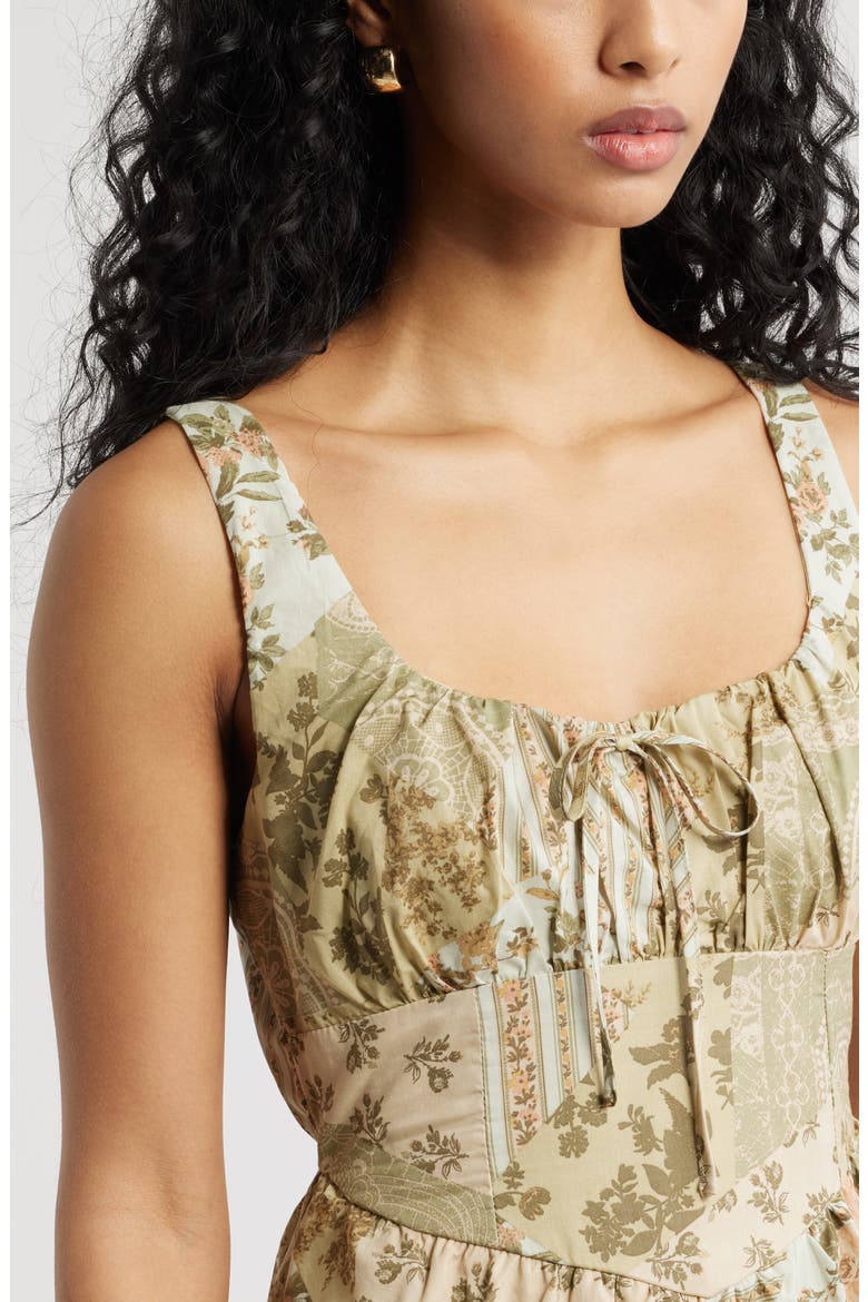Milkmaid Print Sleeveless Maxi Dress, Alternate, color, OLIVE