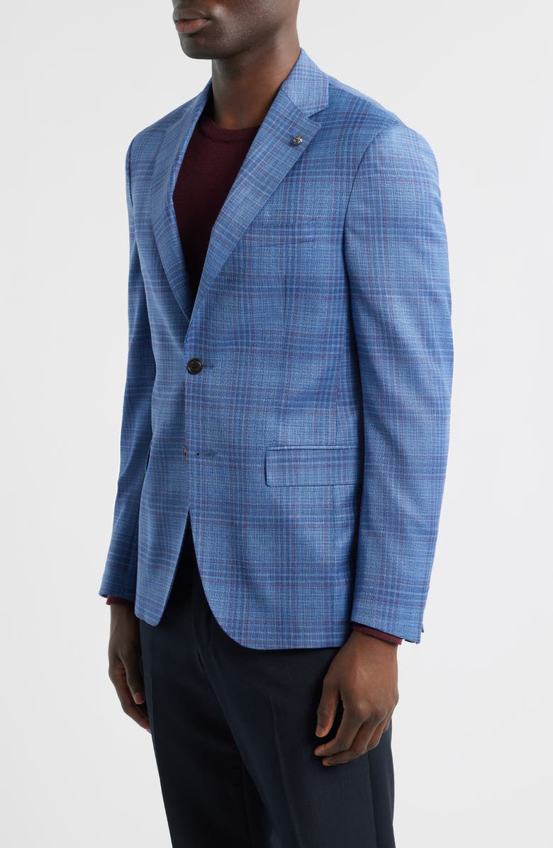 Jack Victor Midland Soft Constructed Plaid Stretch Wool Sport Coat, Alternate, color, Blue