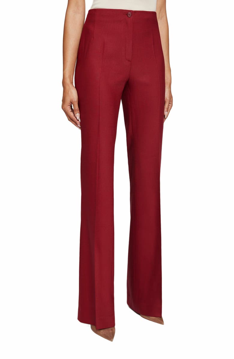 Santorelli ELIZABETH Flared Legs Pant in Virgin Wool Stretch, Alternate, color, Carmine Red
