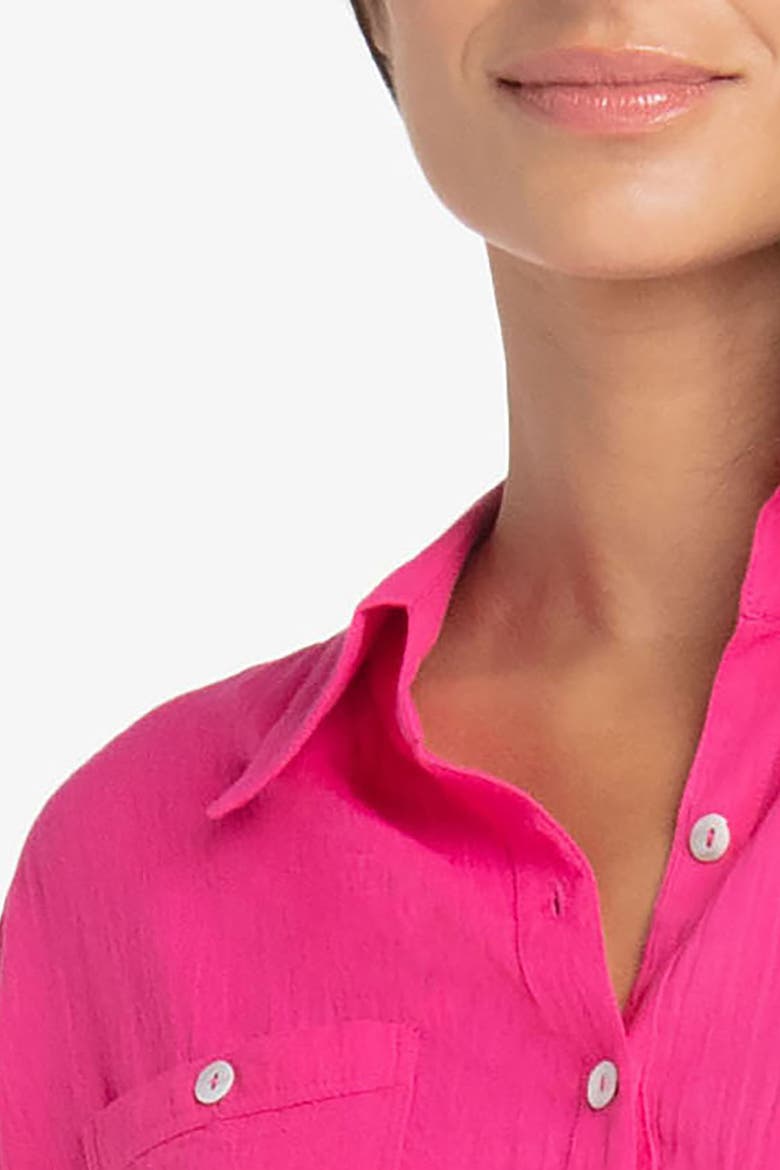 Camp Shirt Cover-Up, Alternate, color, Lotus Pink