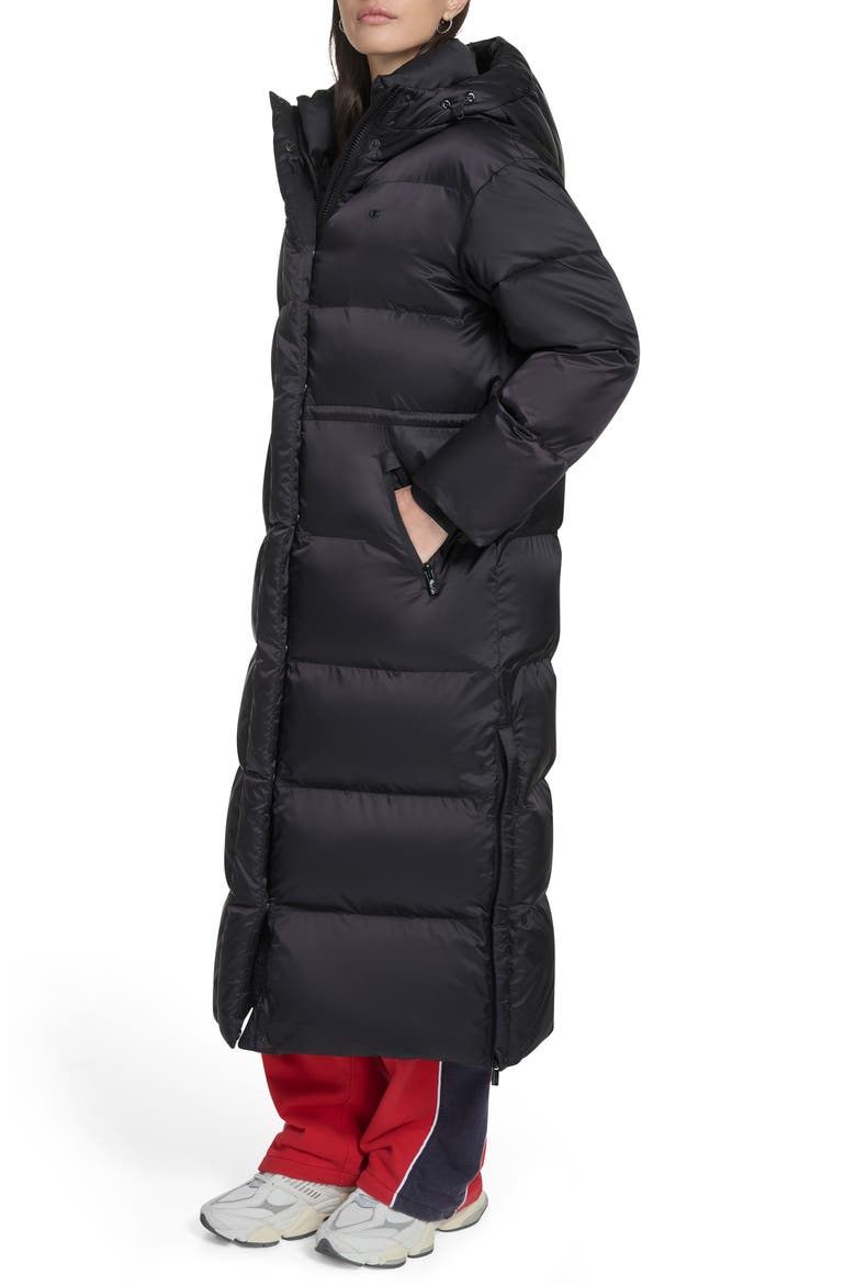 Water Resistant Hooded Puffer Coat, Alternate, color, BLACK
