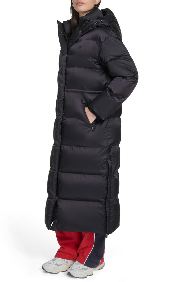 Champion Water Resistant Hooded Puffer Coat, Alternate, color, Black