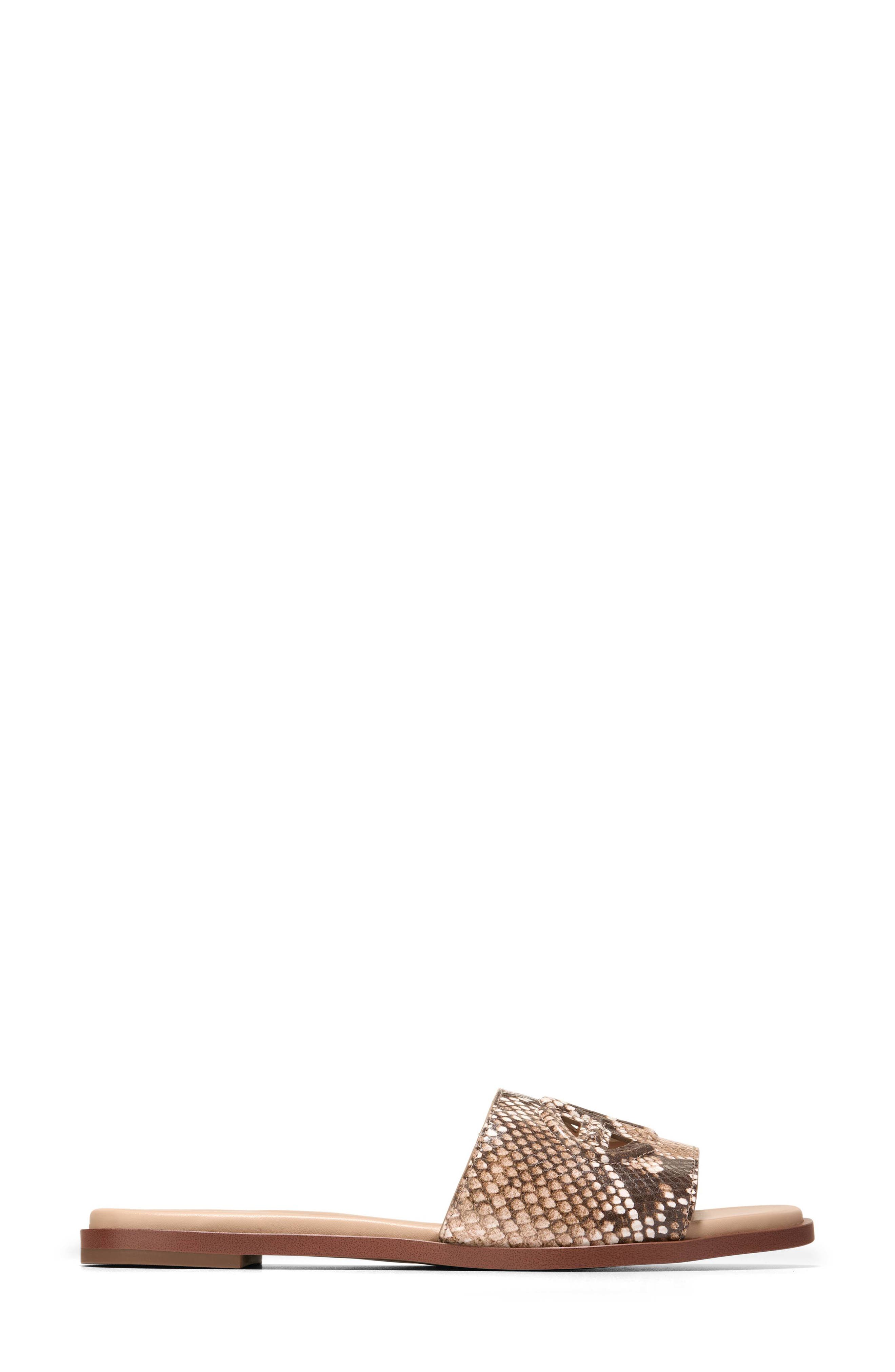 Flynn Logo Slide Sandal, Alternate, color, DUNE SNAKE PRINT LEATHER