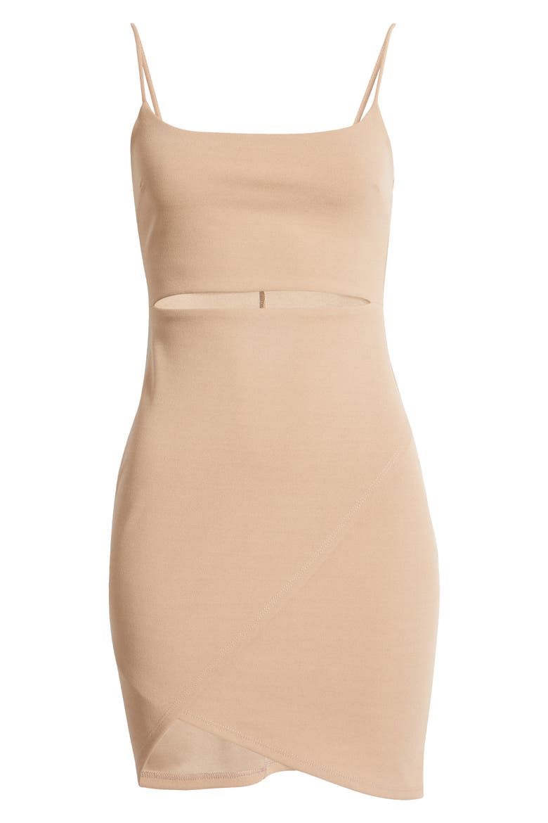 Cutout on the Town Cutout Body-Con Minidress, Alternate, color, NUDE