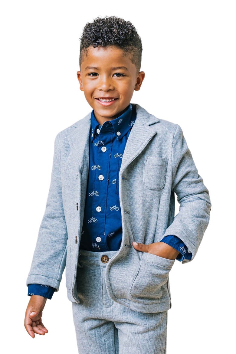Baby Boys' Fleece Blazer, Infant, Main, color, Gray Heather Herringbone